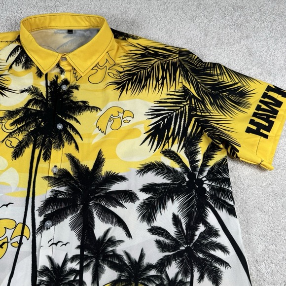 Iowa Hawkeyes Hawaiian Shirt Palm Trees Tigerhawk 2XL Football Basketball XXL - Picture 2 of 10